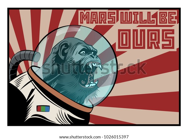 Vector Monkey\
Astronaut. Mars Colonization\
Poster