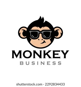 Vector Monkey Businness Logo With Glasses Isolated on White Background