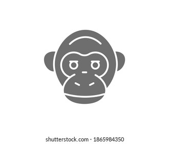 Vector monkey, chimpanzee, gorilla head grey icon.