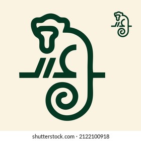 vector monkey drawing with line concept