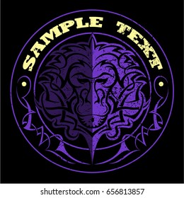 Vector monkey face with the tribal ornament, vector logo.
