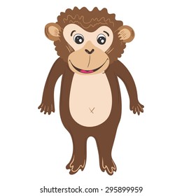 Vector Monkey Illustration | Flat design kids toy style marmoset picture isolated on white background
