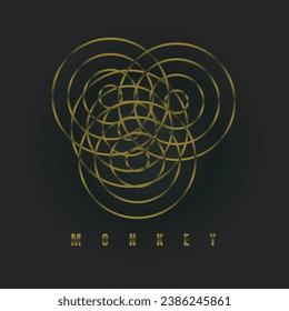 Vector monkey line art design simple style on black background	
