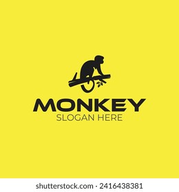 Vector monkey logo, chimp logo template.