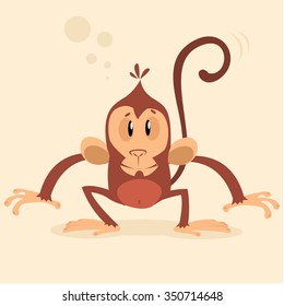 Vector monkey mascot. New year character. Isolated