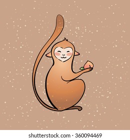 Vector monkey with peach