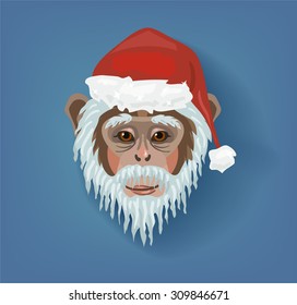 Vector monkey Santa 2016 year