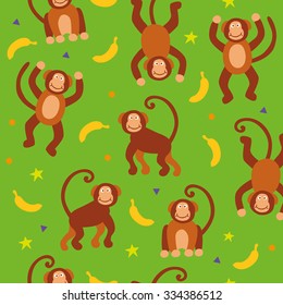 Vector monkey seamless pattern background template 