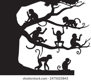 vector monkey silhouettes in various poses