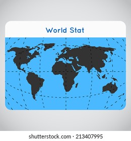 Vector mono blue background illustration of Earth made. Techno flat map of the world for games presentations, ui tablets, smart phones.
