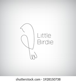 Vector mono line bird logo, abstract linear minimalist icon