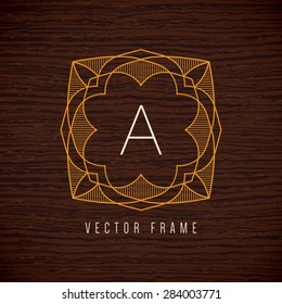 Vector mono line frame. Art deco monogram design template.