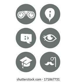 Vector mono travel and education social icons set.