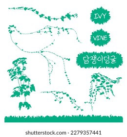 [Vector] Monochromatic Illustration and Calligraphic Icon of Ivy