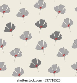 Vector monochromatic illustration. Seamless pattern with repetition of small flowers
