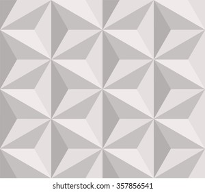 Vector monochrome 3d abstract seamless pattern with stars and triangles