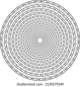 Vector monochrome abstract round pattern. Funnel of the universe from circles. Ornament for sandblasting.
