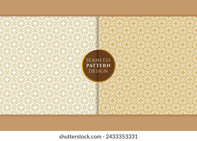 Vector monochrome abstract seamless four star pattern. repeat pattern in gold color