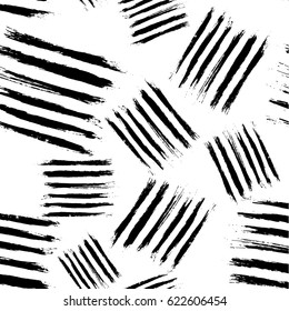 Vector monochrome abstract trace blocks seamless pattern isolated on white background.