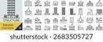 Vector Monochrome Architectural Line Icon Set