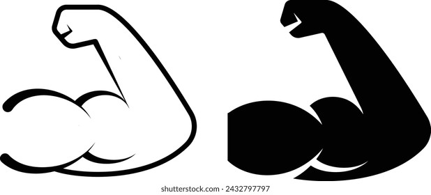 Vector, Monocromo, Brazo, Músculo, Dibujo De Línea, Icono