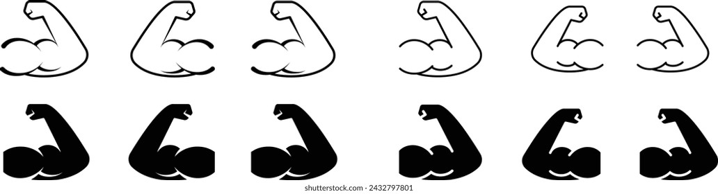 Vector, Monochrome, Arm, Muscle, Line Drawing, Icon