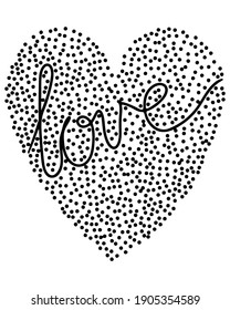Disposición monocromática vectorial en forma de corazón. Hermosa tarjeta de corazón para la tarjeta de felicitación de San Valentín, libro de colores