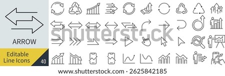 Vector Monochrome Arrow Line Icon Set
