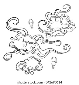 Vector Monochrome Background. Abstract Ornament. Hand Drawn Contour Lines