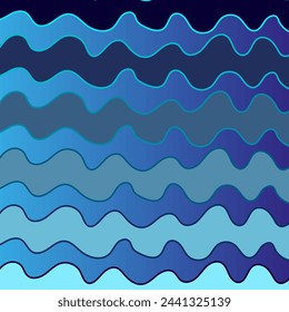 Vector monochrome background in the form of stripes and wavy lines of blue color