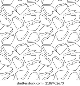 Fondo monocromo vectorial con corazones isométricos. Patrón lineal sin soldadura con corazones geométricos. Sencillo telón de fondo.