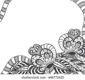 Vector monochrome background with  zen art elements