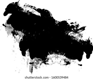 Vector monochrome black brush stroke isolated on white background.  Abstract art for backgrounds, packaging design, cards, covers.  watercolor and ink texture