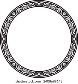 
Vector monochrome black round Chinese ornament. Frame, border, circle, ring of Asian peoples of the East.