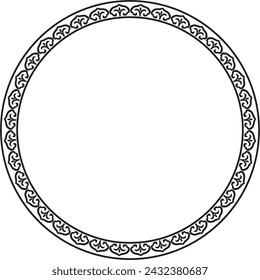 
Vector monochrome black round Chinese ornament. Frame, border, circle, ring of Asian peoples of the East.