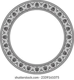 Vector monochrome black round classic greek ornament. European ornament. Border, frame, circle, ring Ancient Greece, Roman Empire.
