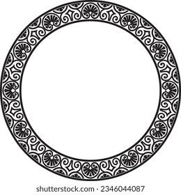 Vector monochrome black round classic renaissance ornament. Circle, ring european border, revival style frame.
