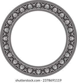 Vector monochrome black round classic greek ornament. European ornament. Border, frame, circle, ring Ancient Greece, Roman Empire.
