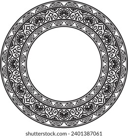 Vector monochrome black round classic renaissance ornament. Circle, ring european border, revival style frame.
