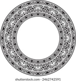 Vector monochrome black round classic renaissance ornament. Circle, ring european border, revival style frame.
