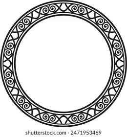 Vector monochrome black round classic renaissance ornament. Circle, ring european border, revival style frame.
