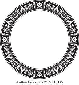 Vector monochrome black round classic greek ornament. European ornament. Border, frame, circle, ring Ancient Greece, Roman Empire.
