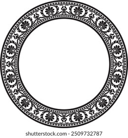 Vector monochrome black round classic renaissance ornament. Circle, ring european border, revival style frame.
