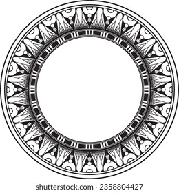 Vector monochrome black round Egyptian ornament. Endless Circle, Ring of Ancient Egypt. Geometric African frame.
