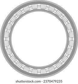 Vector monochrome black round Egyptian ornament. Endless Circle, Ring of Ancient Egypt. Geometric African frame.
