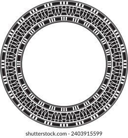 Ornamento egipcio monocromo negro redondo. Círculo infinito, anillo del antiguo Egipto. Marco geométrico africano.
