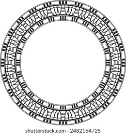 Vector monochrome black round Egyptian ornament. Endless Circle, Ring of Ancient Egypt. Geometric African frame.
