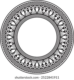 Vector monochrome black round Egyptian ornament. Endless Circle, Ring of Ancient Egypt. Geometric African frame.
