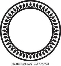 Vector monochrome black round Turkish national ornament. Ottoman border, frame. Ethnic floral circle, ring, Seljuk Turks pattern. Decoration of the Sultan's palaces.
