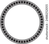 Vector monochrome black round Yakut ornament. Endless circle, border, frame of the northern peoples of the Far East.